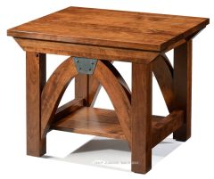 Amish Crafted Solid Character Cherry Wood B&O Railroad Trestle Bridge End Table in Bourbon Finish