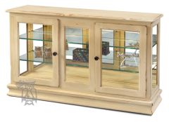 Amish Crafted Solid Character Cherry Wood Low Curio Console in Oatmeal Olde World Finish
