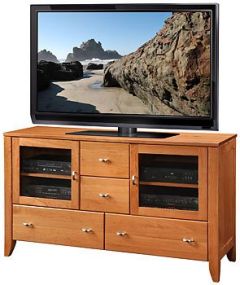 Amish Crafted Solid Cherry Wood Justine 62" TV Console in Gold Dust
