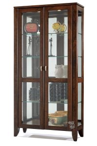 Amish Crafted Solid Premium Cherry Wood Justine Curio Cabinet in Mocha Nut Finish