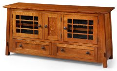 Amish Crafted Solid Quartersawn Oak Wood Memphis 60" TV Console in Michaels Finish