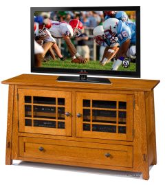 Amish Crafted Solid Quartersawn Oak Wood Memphis TV Console in Michaels Finish