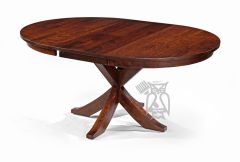 Amish Crafted Solid Premium Cherry Wood Modern Farmhouse Parkdale Round Table with Extension leaf