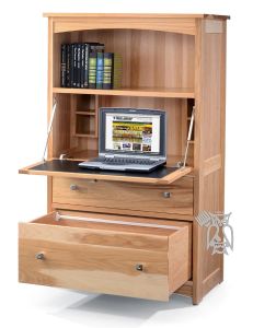 Amish Crafted Solid Hickory Prairie Mission Computer Armoire in Natural Finish