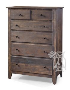 Amish Crafted Solid Soft Maple Wood Shenandoah 6 Drawer Chest in Wire Brushed Barnboard Finish