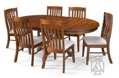 Amish Crafted Solid Walnut Wood Round Extension Table in Michaels Finish