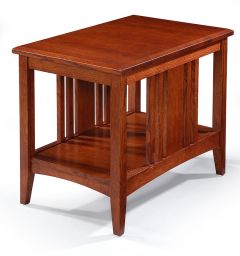California Made Solid Quartersawn Oak Wood Mission End Table with Shelf in Wyoming Finish