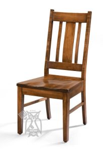 Custom Built Solid Brown Maple Wood Amish Crafted Millcreek Mission Back Side Chair in Coffee Finish