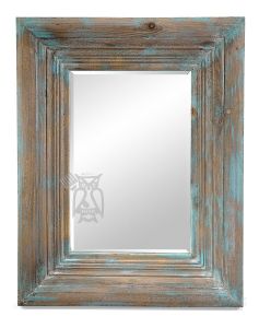 Distressed Rectangle Mirror in Washed Antique Blue