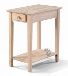 Solid Parawood Wood Chair Side Table Unfinished