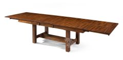 Solid Parawood Wood Mariposa 78" to 132" Long Extension Table in Rustic Whiskey Finish
