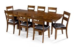 Solid Parawood Wood Mariposa 78" to 132" Long Extension Table & Chair Set in Rustic Whiskey Finish