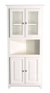 Solid Pine Wood Four Door Corner Storage Cabinet in Linen White