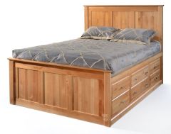 Solid Alder Wood Shaker 9 Drawer Queen Storage Bed in Natural Finish