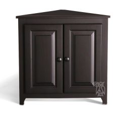 Solid Pine Wood Corner Storage Cabinet Shown in Black