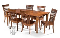 Amish Crafted Solid Maple Wood 78" Long Extension Leg Table & Nathan Chair Set in Michaels Finish