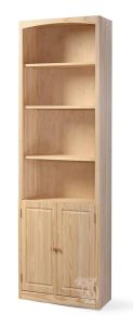 Solid Pine Wood Unfinished Modern Style Bookcase 24" wide x 84" high With Doors