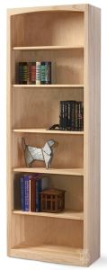 Solid Pine Wood Unfinished Modern Style Bookcase 30" wide x 84" high