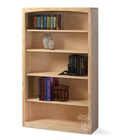 Solid Pine Wood Unfinished Modern Style Bookcase 36" wide x 60" high