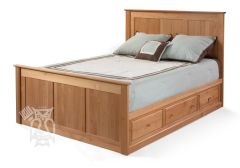 Solid Alder Wood Shaker 6 Drawer Queen Low Storage Bed in Natural Finish