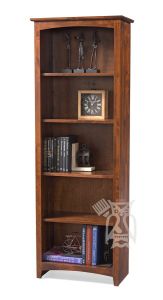 Solid Alder Wood Shaker Bookcase 24" x 72" in Vintage Cherry Finish