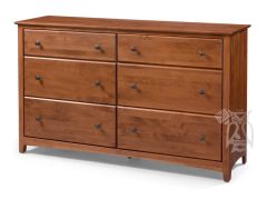Solid Alder Wood Shaker 6 Deep Drawer Dresser in Antique Cherry Finish