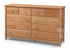 Solid Alder Wood Shaker 10 Drawer Dresser in Natural Finish