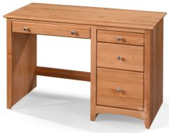 Solid Alder Wood Shaker Free Standing 4 Drawer Desk in Natural Finish