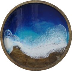Locally Handcrafted Blue Ocean Wood Tray - Made in the Bay Area