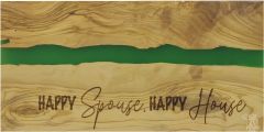 Locally Handcrafted Green Resin & Wood Happy Spouse Charcuterie Board - Made in the Bay Area