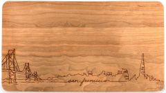 American Made Solid Cherry Wood Essential Serving Board w/ San Francisco Skyline Engraving