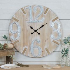28" Diameter Wood and Metal Wall Clock