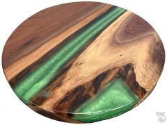 Amish Crafted Solid Rustic Walnut Wood Vermillion 16" Lazy Susan in Avocado