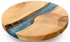 Amish Crafted Solid Rustic Maple Vermillion 16" Lazy Susan in Earth Blue