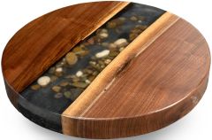 Amish Crafted Solid Rustic Walnut Vermillion 16" Lazy Susan in River Rock