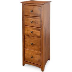 Solid Alder Wood Shaker 5 Drawer Lingerie Chest with Deep Blanket Drawers in Antique Cherry Finish