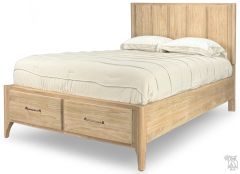 Solid Mindi Wood Aria Queen Storage Bed in Washed Finish