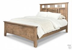 California Made Solid Maple Wood Queen Sunrise Bed in Sand Finish