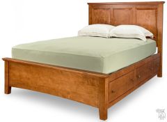 California Made Solid Maple Wood Queen Auburn Storage Bed in Meadow Finish