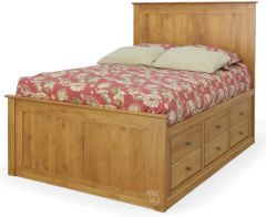 Solid Alder Wood Shaker 12 Drawer Full Storage Bed in Golden Pecan Finish
