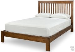 Solid Alder Wood Shaker Queen Size Slat Platform Bed with Low Footboard in Tuscan Brown Finish