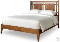Solid Alder Wood 2 West Collection Queen Open Panel Platform Bed in Tuscan Brown Finish
