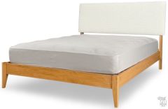 Solid Alder Wood 2 West Collection Queen Upholstered Platform Bed in Snow Performance Fabric
