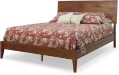 Solid Alder Wood 2 West Collection Queen Modern Platform Bed in Antique Cherry Finish
