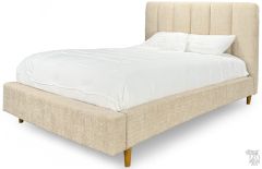 Verttia Upholstered Queen Bed with Footboard Storage Drawer in Parker Seashell Fabric