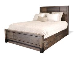 Amish Crafted Solid Maple Wood Delridge Queen Bed with Storage in Dew Finish