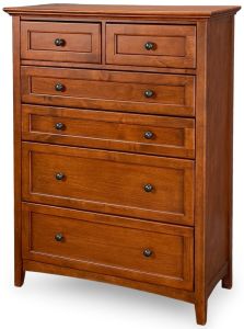 Alder Wood McKenzie 6 Drawer Chest in Glazed Antique Cherry Finish