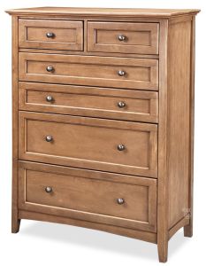 Alder Wood McKenzie 6 Drawer Chest in Pecan Finish