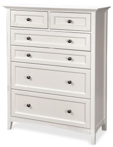 Alder Wood McKenzie 6 Drawer Chest in Snow White Finish