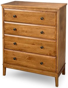 Solid Alder Wood Virginia 4 Drawer Chest in Mocha Finish